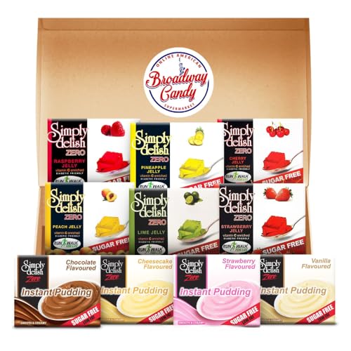 Simply Delish variedad de gelatina y pudín sin azúcar – Paquete de 10