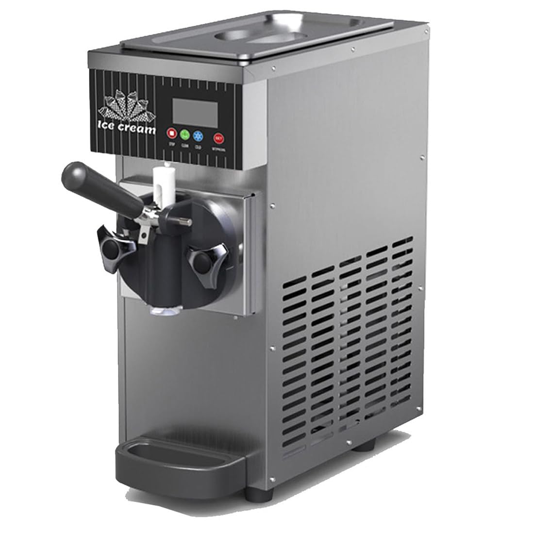 Macchina per Gelato Commerciale,Resa 4-8 Kg/H, Gelatiera Soft Da Banco Monogusto 450 W/750 W, Tramoggia 3,5 L, Cilindro 1,2 L, Con Pulizia Automatica E Pre-Raffreddamento,Grey-450W