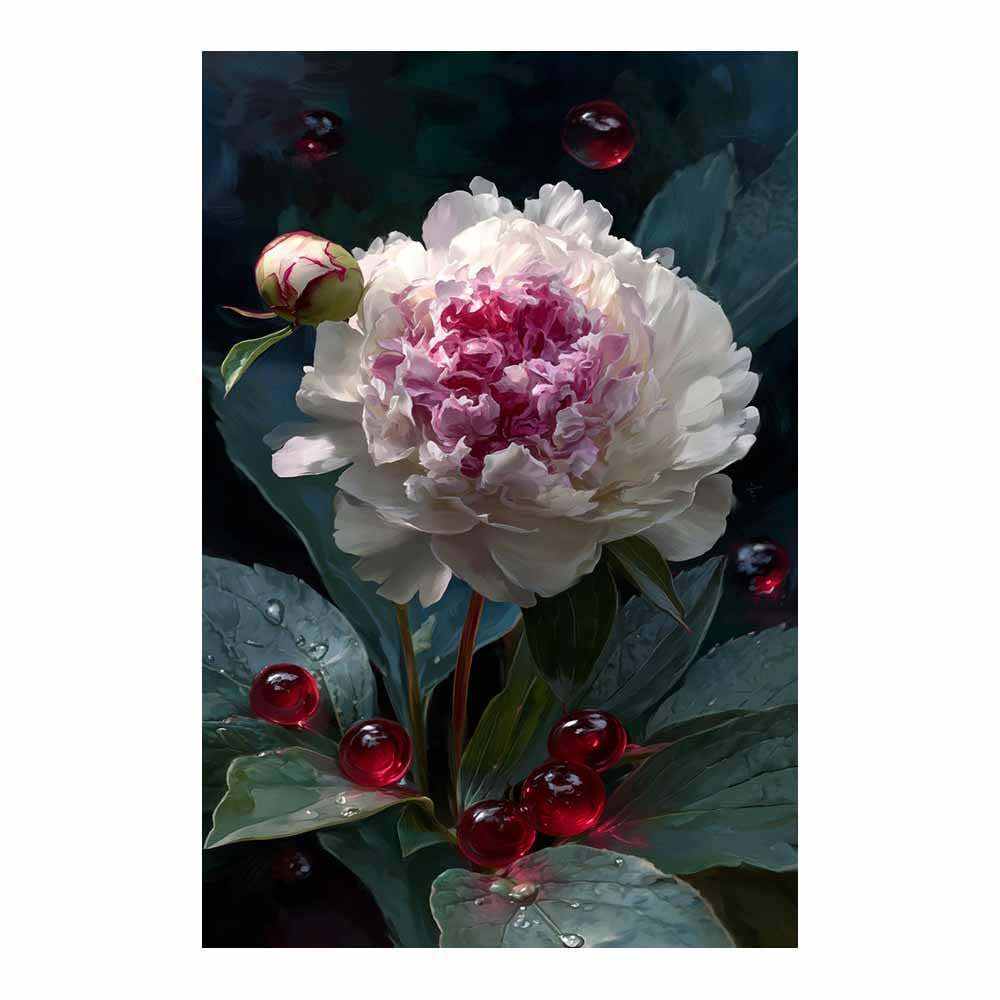 Xeniou Multicolor Flower Canvas Wall Art Peony Flower Wall Print Canvas Wall Art, For Living Room Bedroom Restaurant Home Office Wall Decoration(Multicolor)-80X120cm Unframed