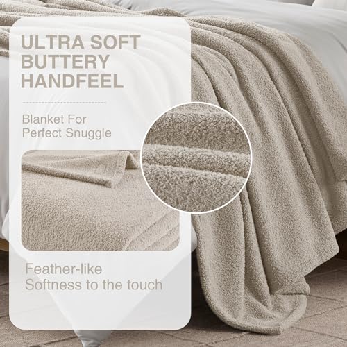 Beautyrest BR51-4445 Fuzzy Knit Blanket Dream Soft Blanket Cozy Breathable Cover Luxrurious Feathersoft Feel, All Seasons Lightweight Bedding thumb #1