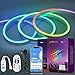 Price comparison product image Neon RGBIC LED Strip Rope Lights with Remote, APP Control & Music Sync, 5m / 16.4ft, IP67 Waterproof Flexible, Works with Alexa, Google Assistant for Indoors Outdoors Gaming, Bedroom Living Room