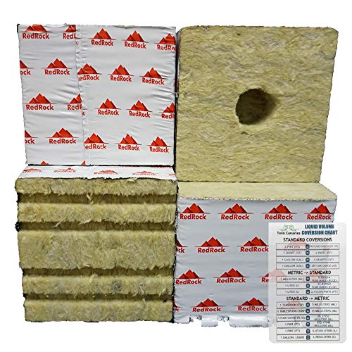 Redrock Rockwool 6 PRO Grow Block for Hydroponics | 12 Pack + Twin Canaries Chart