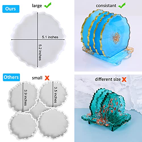 Iescoo DJMQ Resin Coaster Molds For Epoxy Resin,4Pcs Geode Coaster Mold thumb #1