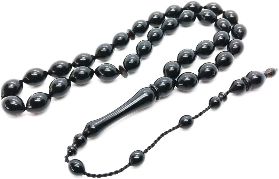 Stylish Black Worry Beads, Black Tasbeeh Prayer Beads, Black Tasbih Beads, Turkish Tesbih, Rosary by DunyaGems