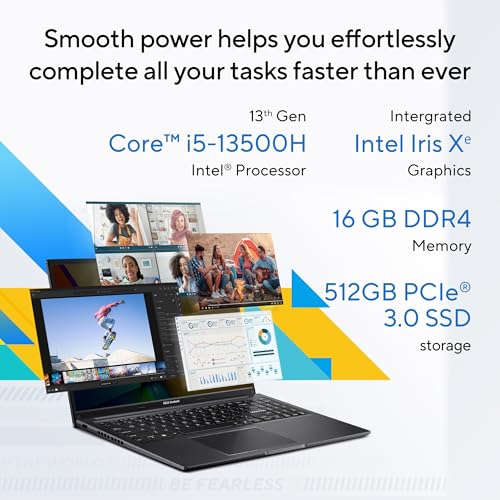 Image of ASUS Vivobook 16, 16 inch FHD+(1920 x 1200), Intel Core i5-13500H Processor,(16GB RAM /512GB SSD /Intel Iris Xᵉ /Win 11 /M365 Basic (1Year)* /Backlit Keyboard /Office Home 2024 /Black /1.88 kg),X1605VA-MB5555WS