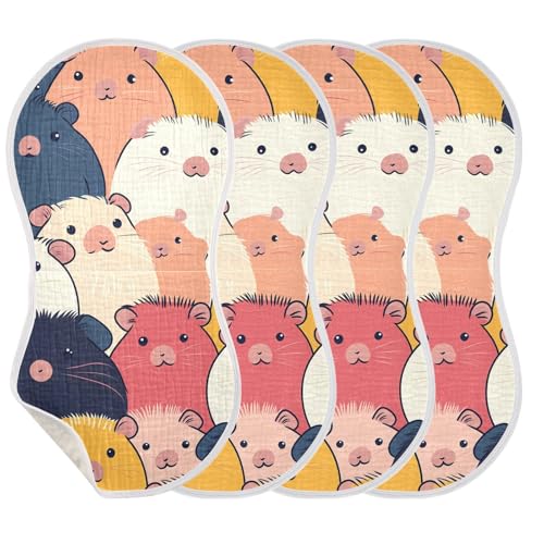 Bolaz Baby Burp Cloths 2 Pack,Colorful Guinea Pig Pattern,Feeding Cloths Face Towel Super Absorbent Soft Cotton Burping Rags Feeding Bibs2