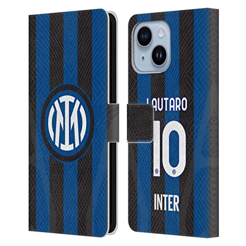 Protection iPhone 14 Plus Inter Milan Lautaro Martínez, étui cuir anti-choc avec porte-carte