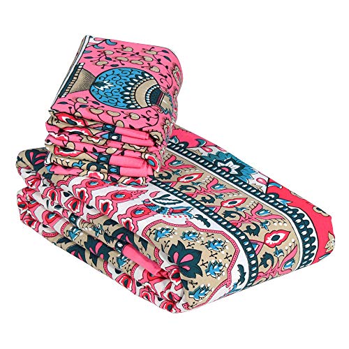 Image of Story@Home 100% Cotton Bedsheet for Double Bed with 2 Pillow Covers|90x108 Inch Floral Pink and Blue