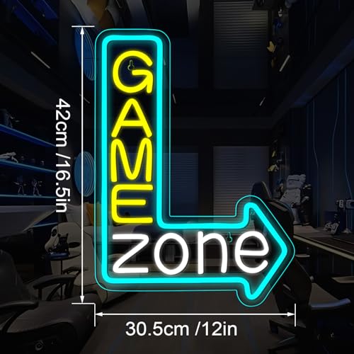 Looklight Game Zone Neon Sign Dimmable Gamer Neon Signs Colorful Gaming Led Signs for Game Room USB Arrow Neon Gaming Signs for Boys Room Teen Room - Image 3