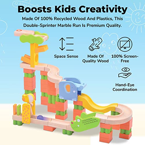 Top Right Toys WW Wooden Marble Run For Kids Ages 4-8-Kids Marble Track Run thumb #2