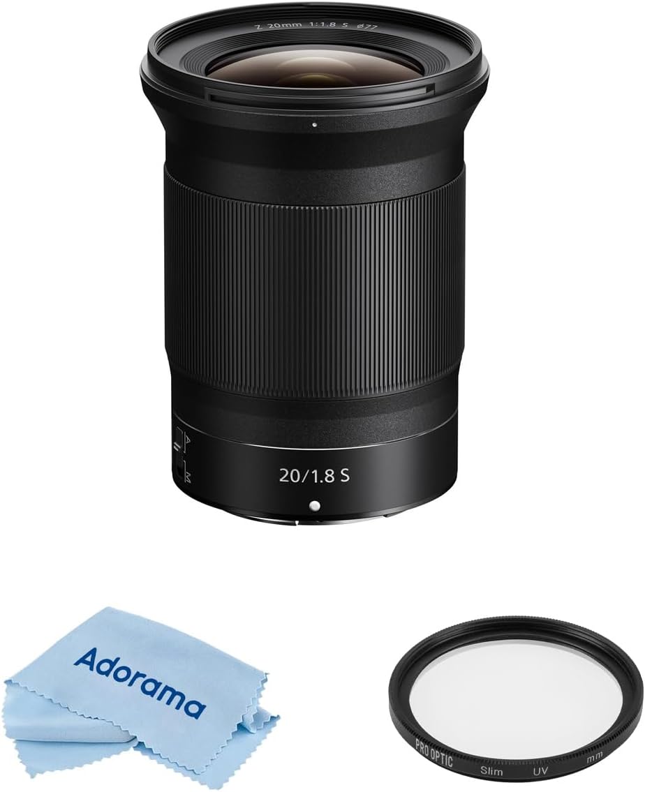 Nikon NIKKOR Z 20mm f/1.8 S Lens, Bundle with ProOptic Pro Digital 77mm Multi Coated UV Slim Filter, Cleaning Cloth