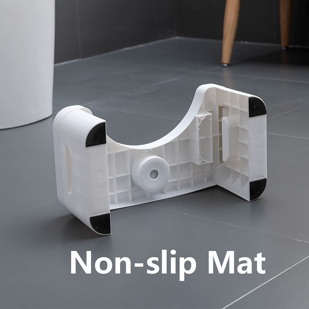 Sgabello pieghevole per WC, sgabello da bagno, sgabello pieghevole per cacca, accessori da bagno per tutte le età, sgabello per postura seduta, bianco