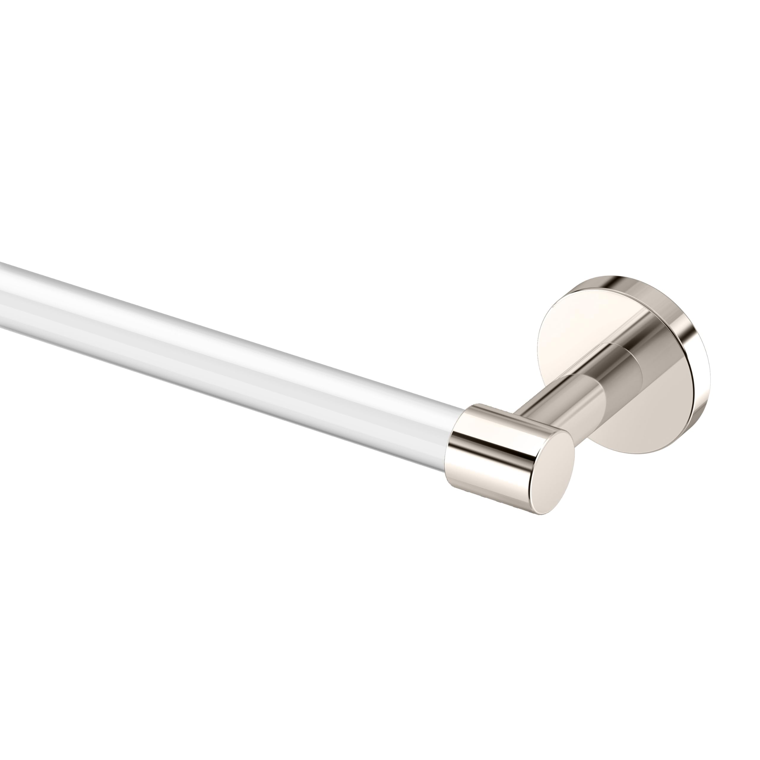 Gatco 5720 Clarion 24" Bathroom Towel Bar, Polished Nickel, Wall-Mounted Towel Rack, Crystal-Clear Acrylic Modern Bathroom Accessory