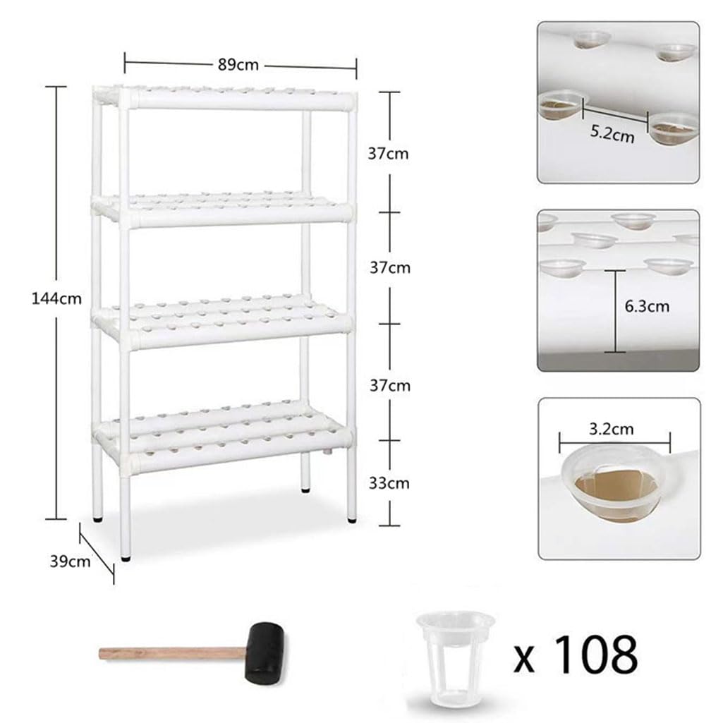 216 Sites - Kit de cultivo hidropónico de 4 capas, 24 tubos, sistema de cultivo hidropónico para verduras de hoja con bomba de agua para frutas, verduras, hierbas