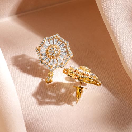 Image of Rubans Pendant Necklace Set American Diamond and Zirconia Gift Jewellery for Women & Girls
