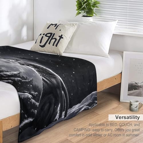 Plaid de qualité supérieure imprimé loup en flanelle premium - 6