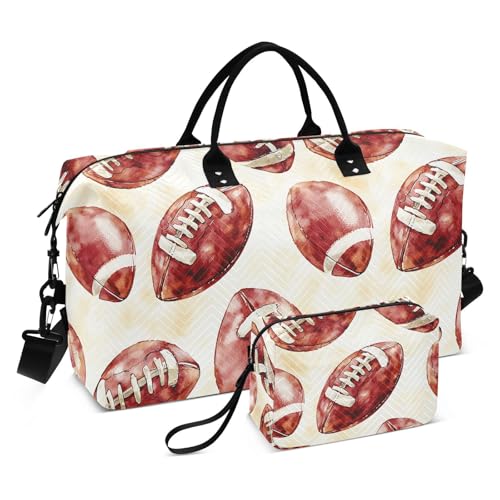 Ball Football White Helmet Large Travel Duffle Bag Weekender Overnight Bags Gym Yoga Bag for Women Men with Toiletry Bag
