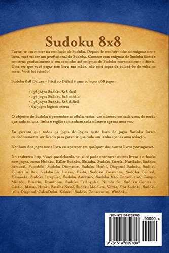 Sudoku 8x8 Deluxe - Fácil ao Difícil - Volume 52 - 468 Jogos
