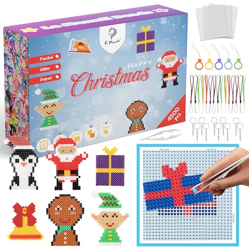 La Manuli Bügelperlen Weihnachten - Bügelperlen Set mit 4500 Stück...