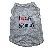 HillDog Shirts I Love My Mom/Mommy Clothes Doggy Slogan Costume Cute Heart Vest for Small Dogs Puppy