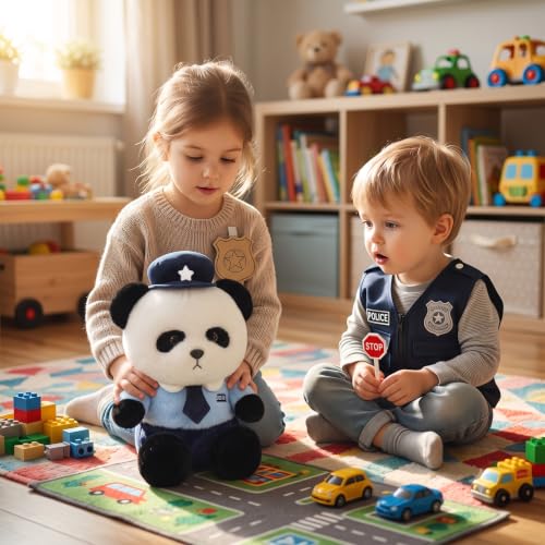 Image of Hug n Feel Police Panda Soft Toy for Kids, Premium Plush Stuffed Animal with Sky Blue Uniform, Non-Toxic & Washable, for Boys and Girls (35 cm)