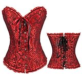 BAFUIE Corset Negro Disfraz Mujer Corses Medieval Halloween Top Bustier con Cordones, Black Corpiño Palabra de Honor Gótico Palacio Overbust Cintura para Carnava Cosplay Fiesta Outfits