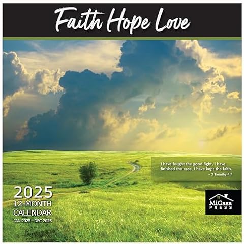 MICASA Faith Hope and Love 2025 Wall Calendar 12 Month | 12" x 24" Open | Thick & Sturdy Paper | Bible Verse Calendar 2025 | Giftable Religious Calendar 2025 | Christian Calendar 2025 Cover