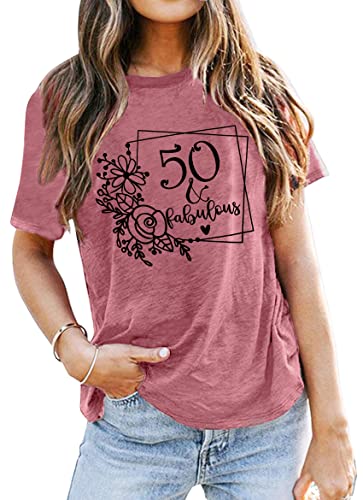 Lazychild 50Th Birthday Gifts For Women Fifty Birthday Shirts 50 Years Old Birthday Party Short Sleeve Graphic T-Shirt #TOP2