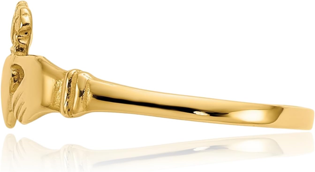 14K Solid Yellow Gold Heart Love Irish Claddagh Celtic Ring Jewelry Size 6