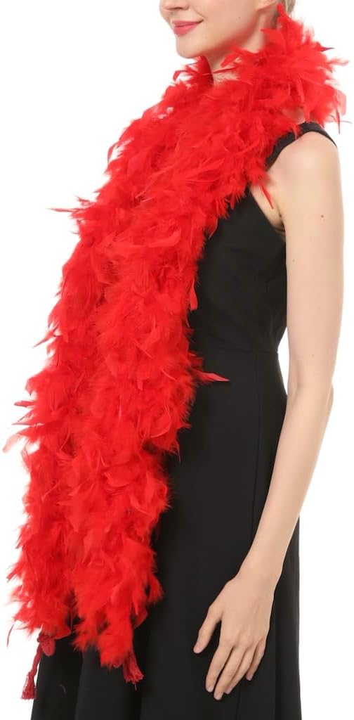 80 Gram, 2 yards Long Turkey Chandelle Feather Boa 10 Color, Great for Party, Wedding, Halloween Costume, Christmas Tree Decoration (Red Color) - Image 4