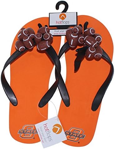 HotFlops New! Oklahoma State Cowboys NCAA Ladies Football Flip Flops Beach Sandal Shoes - Adult Size Medium (8-9)