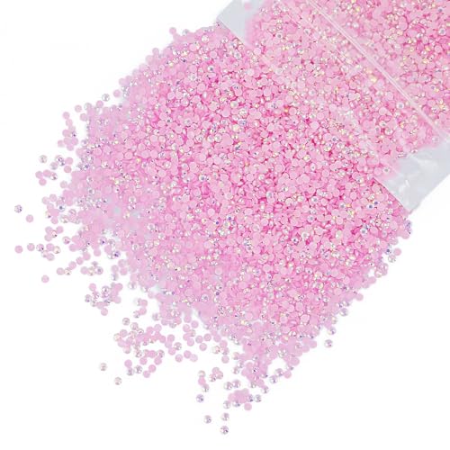 qiipii 5300PCS 3mm Pink AB Resin Rhinestones Bulk Light Pink AB Flatback Jelly Resin Stones Pack SS10 Non-Hotfix Diamonds Crystals Gems for Nails Face Eyes Makeup Body Tumblers DIY Crafts Decor Shoes