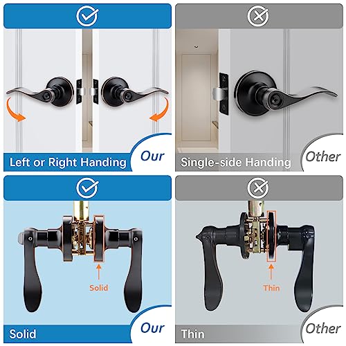 Bronze Keyed Entry Door Lever, Exterior Keyed Entrance Handle, Wave Style Lever Door Handle With Lock, Front Door Handle Set, Left/Right Handed Door Handle #TOP2