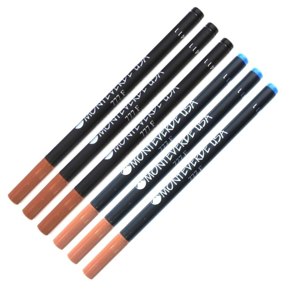 Pen Savings Combo Pack, Monteverde Soft Roll Rollerball 777 Pen Refills Compatible with Hauser Open Ceramic TC 777F and 777SF Pens, 6 Pack (Assorted (