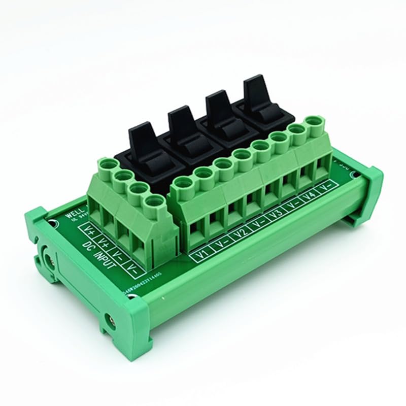 DIN Rail Mount 4 Channel Paddle Switch Power Distribution Strip Module.