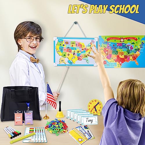 image for Gifts2U Pretend Play School Sets for Kids - With Teacher Bag, Whiteboa