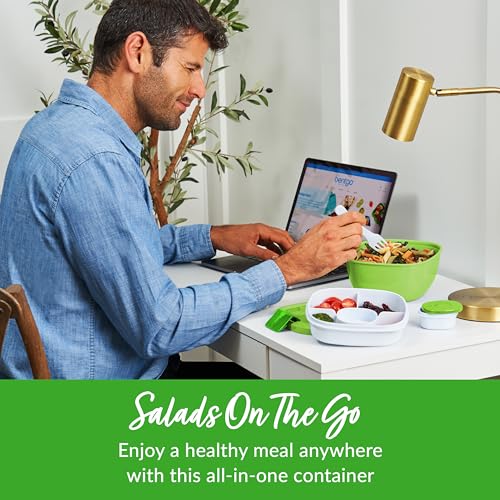 Image of Bentgo Salad Container, Lunch Bowl with 4-Compartment Toppings Tray, 54 oz
