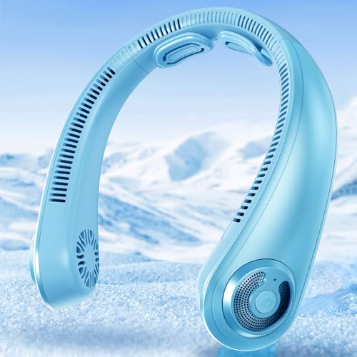 Image of Portable Lightweight Neck Fan with Neck Support, Birthday Gifts for Men Women Dad Mom, Rechargeable Personal Wearable Cooling Neck Fans for Hot Flashes, Disneyland, Travel, Camping Essentials