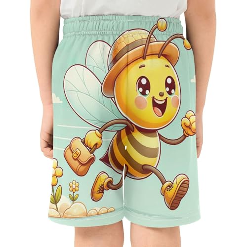 Cute Bee Floral Boys Toddlers Shorts Summer School Lounge Shorts Custom Pajama Shorts 7-83