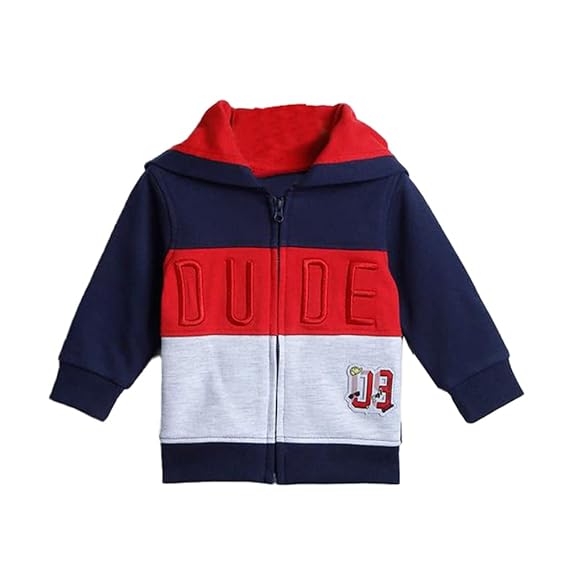 Karrot by Shoppers Stop Color Block Cotton Hood Infant Boys Sweatshirt (A21700BSSHT461-P)