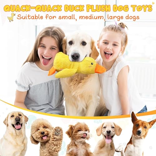YeahBoom Anti Stress Ente Hund,Hundespielzeug Ente,Quietschspielzeug Hund Kuscheltier,Unzerstörbares Kuscheltier für Hunde,Dog Toys für Kleine, Mittlere, Große Hunde