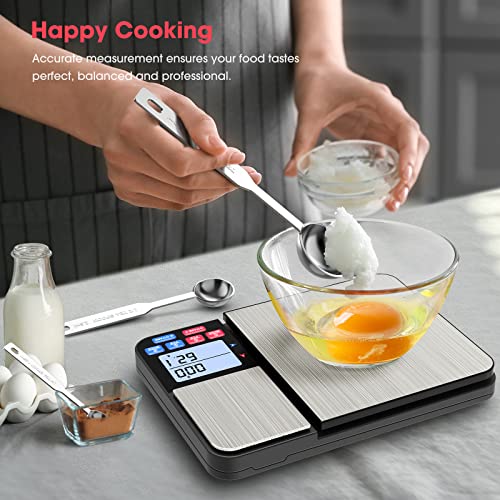 Mik-Nana Dual Platform Food Scale With Measuring Spoons Set, Digital Kitchen Scale Grams And Oz For Weight Loss Baking Cooking, 11Lb And 17.6Oz Capacity, 0.01G/0.001Oz Precise Graduation #TOP6