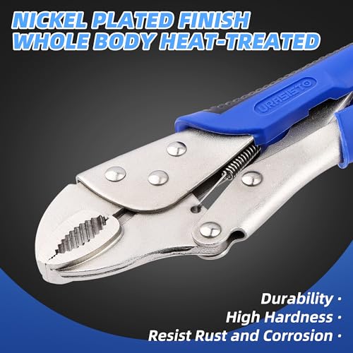 Image of URASISTO 10-Inch Locking Pliers, Premium Alloy Steel Construction, Curved Jaw Locking Pliers with Wire Cutter, Quick Release, Fit for Clamping Twisting Welding (Pack of 2)