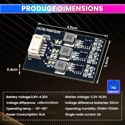 Image of amiciSolar 4S 2A Active Balancer Inductive Board for LiFePO4, Lithium-ion, Lipo, LTO Battery Packs | Energy Equalization Module | Smart 2-Cell Voltage Balancing | 2.8V-4.2V Per Cell