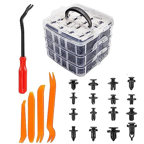 620 PCS Car Retainer Clips Plastic Auto Fender Push Pin Rivets Set and Fasteners Remover 16 Most Popular Sizes Compatible with Toyota GM Ford Honda Acura Chrysle