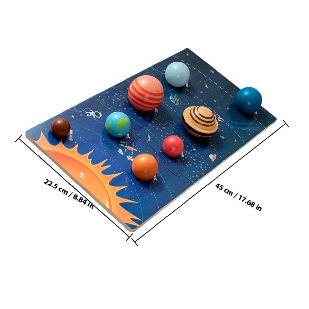 iplusmile Giocattoli del Solare in Legno Puzzle Planetario Educativo per Bambini Prescolari, Modelli Spaziali Afferrare e Abbinare per Sviluppo Cognitivo e Motorio, Set Didattico