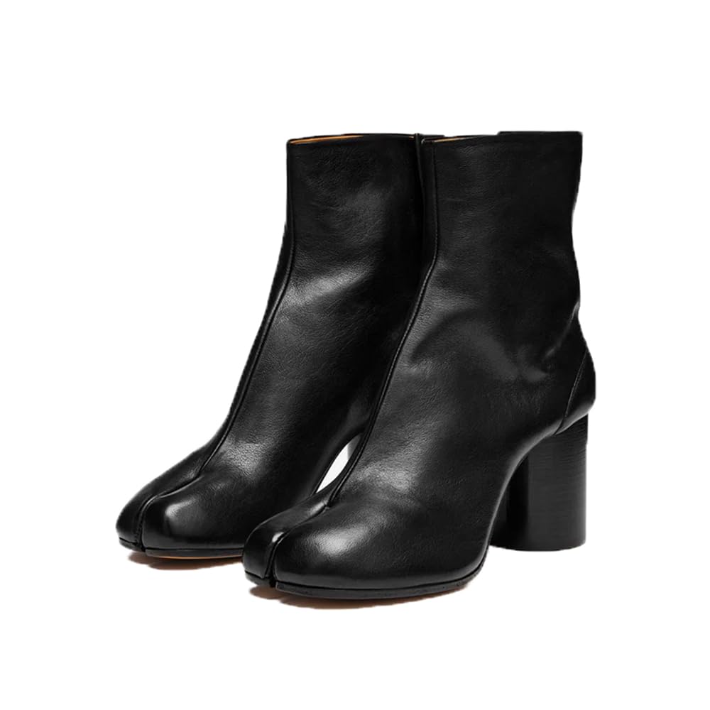 Beauty Cry Womens Tabi Boots Chunky Split Toe Ankle Leather Booties For Party Night Club Daily