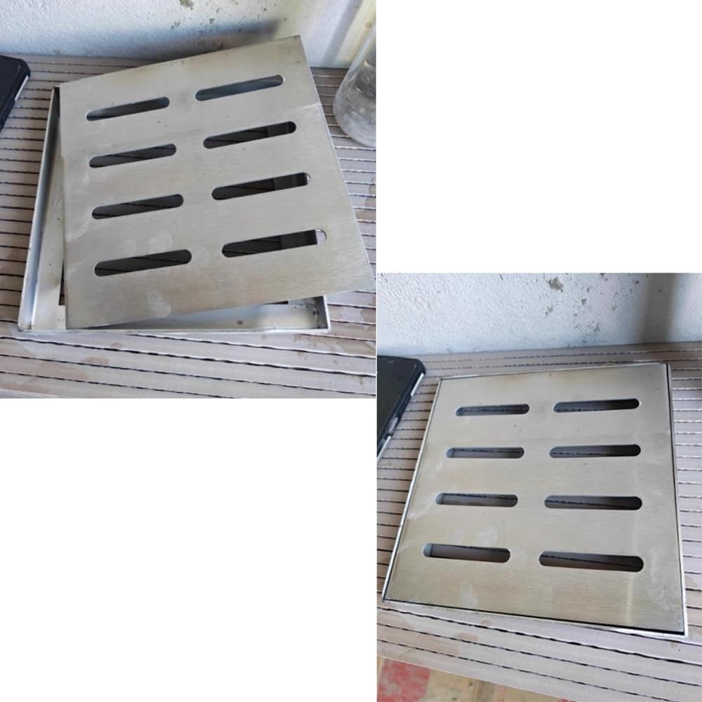 Heavy Duty Stainless Steel Drain Grate Cover - Square Sewer Grate for 4/6/8/10/12 Inch Catch Basins - Durable Indoor/Outdoor Trench Drain Cover (15x15x2cm/6x6x0.8in)