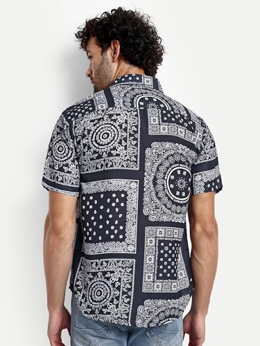 Image of GRECIILOOKS Men's Shirt - Summer Button Down Shirts || Half Sleeve Shirt for Man||Stylish Mens Casual Shirts||Formal and Comfort Rich Printed Shirt`s for Mens