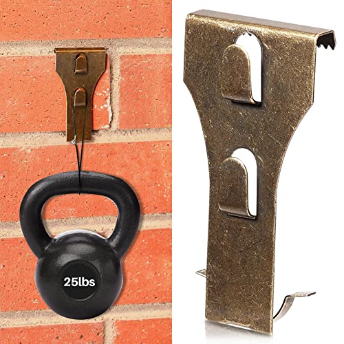Audend 9 Count Bronze Alloy Steel Hook Picture Hangers for Brick Wall, 25 Pound Capacity, Fits 2-1/4 inch to 2-3/8 inch in Height, Indoor/Outdoor